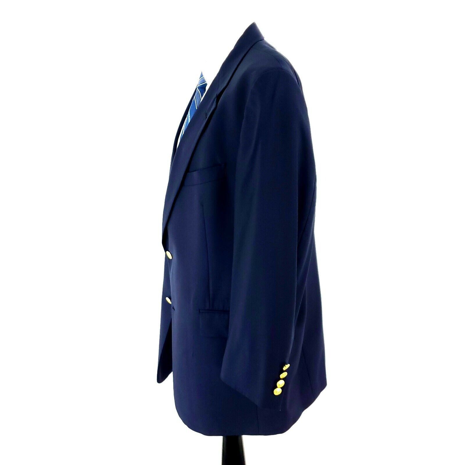 Hart Schaffner Marx Hart Schaffner Marx Wool 2 Gold Button Blazer 42R Blue Size 42R - 4 Thumbnail