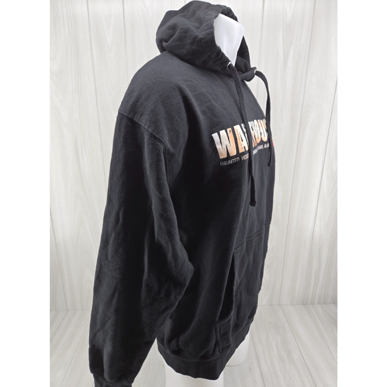 Vintage VINTAGE Warehouse 31 Haunted House Hoodie Black XL Mens Hoodie Pullover Drawstring Size US XL / EU 56 / 4 - 6 Thumbnail