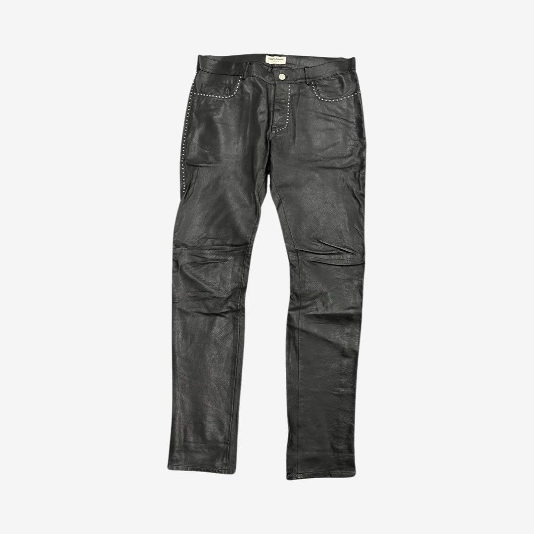 image of Saint Laurent Paris Saint Laurent Ss14 Lambleather Pants Sz.50 in Black, Men's (Size 34)