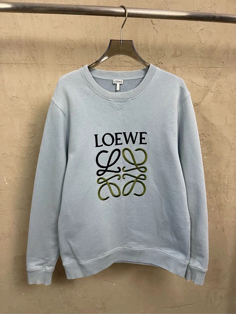 loewe Blue embroidered round-neck sweatshirt with large log