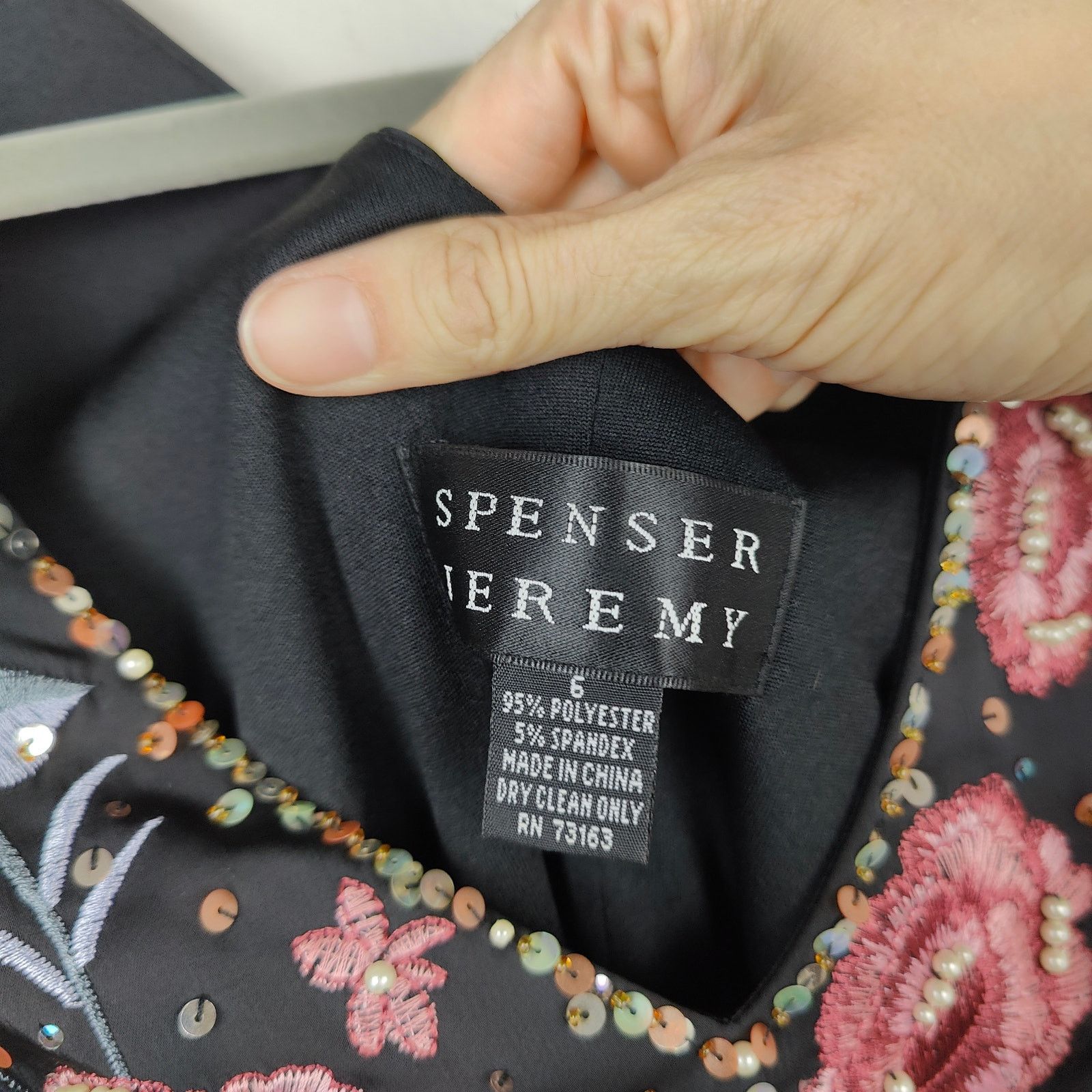 Other Vintage Spenser Jeremy Fairy Dress 6 Black Sheath Floral Size M / US 6-8 / IT 42-44 - 6 Thumbnail