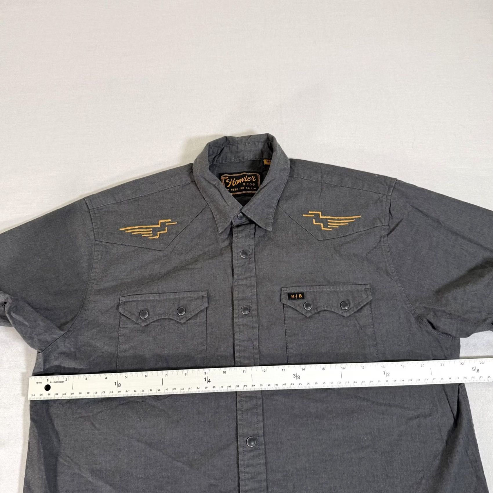 Howler Brothers Howler Bros Shirt Mens Medium Gray Crosscut Western Pearl Snap Sawtooth Size US M / EU 48-50 / 2 - 6 Thumbnail