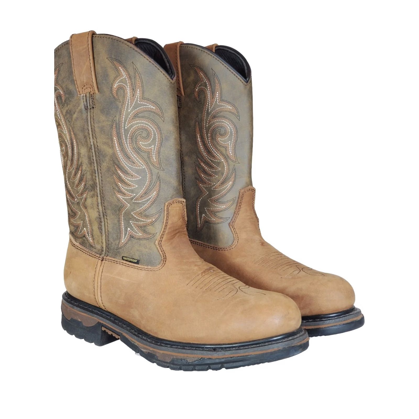 Vintage Laredo Hammer Waterproof Work Boots Cowboy Round Men's Tan US 9.5 D Size US 13 / EU 46 - 2 Thumbnail