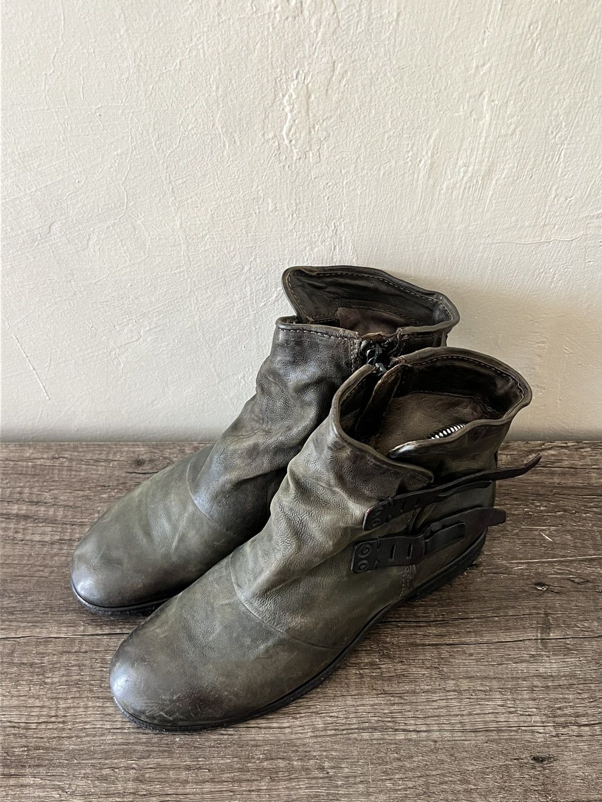 A.S.98 A.S.98 (Airstep) ITALIAN DISTRESSED OLIVE SLOUCH BOOTS Size US 8 / IT 38 - 1 Thumbnail