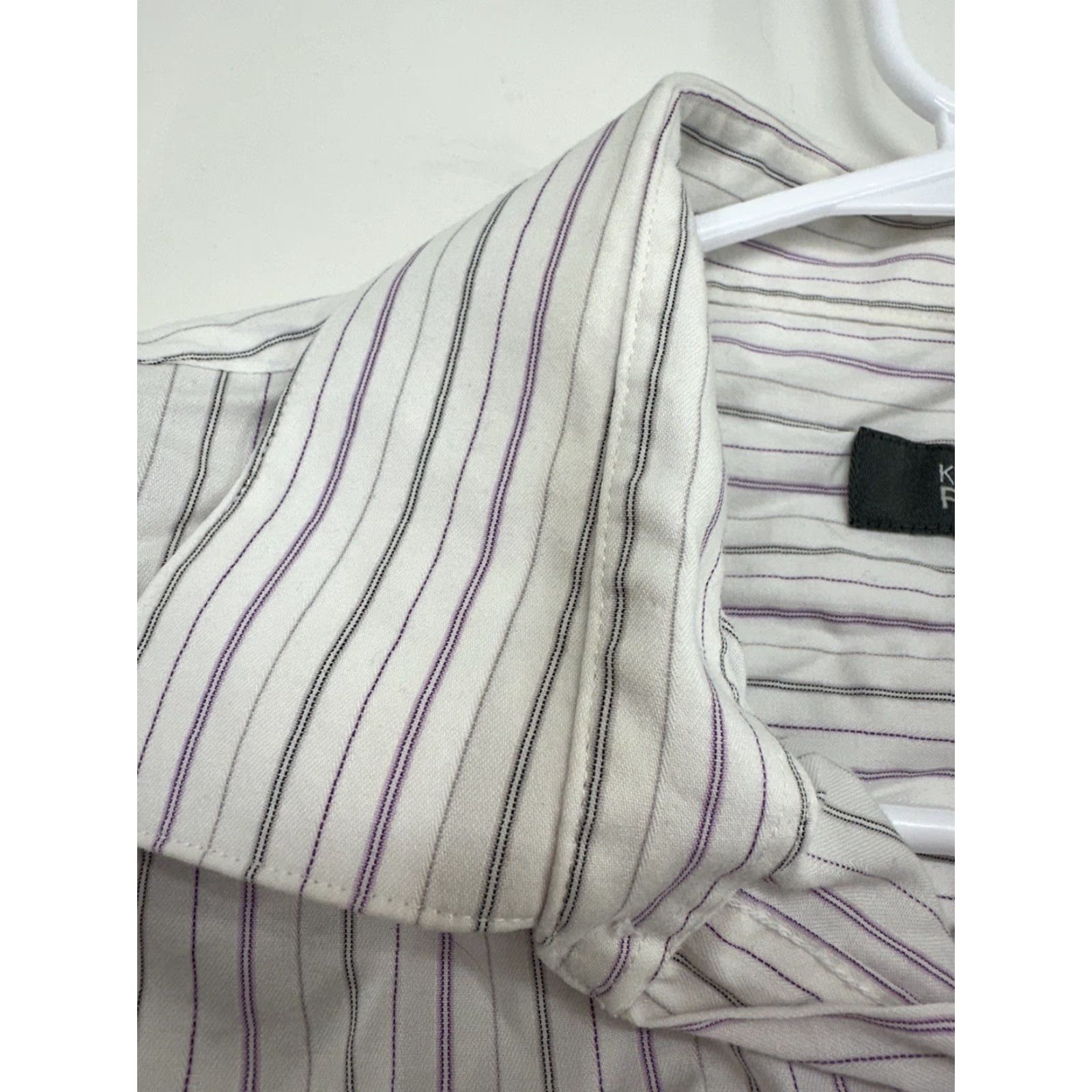 Kenneth Cole Kenneth Cole Reaction Mens Shirt XL Striped Button-Up Slim Fit Mens, Blue, Long Sleeve, Regular Size US XL / EU 56 / 4 - 3 Thumbnail
