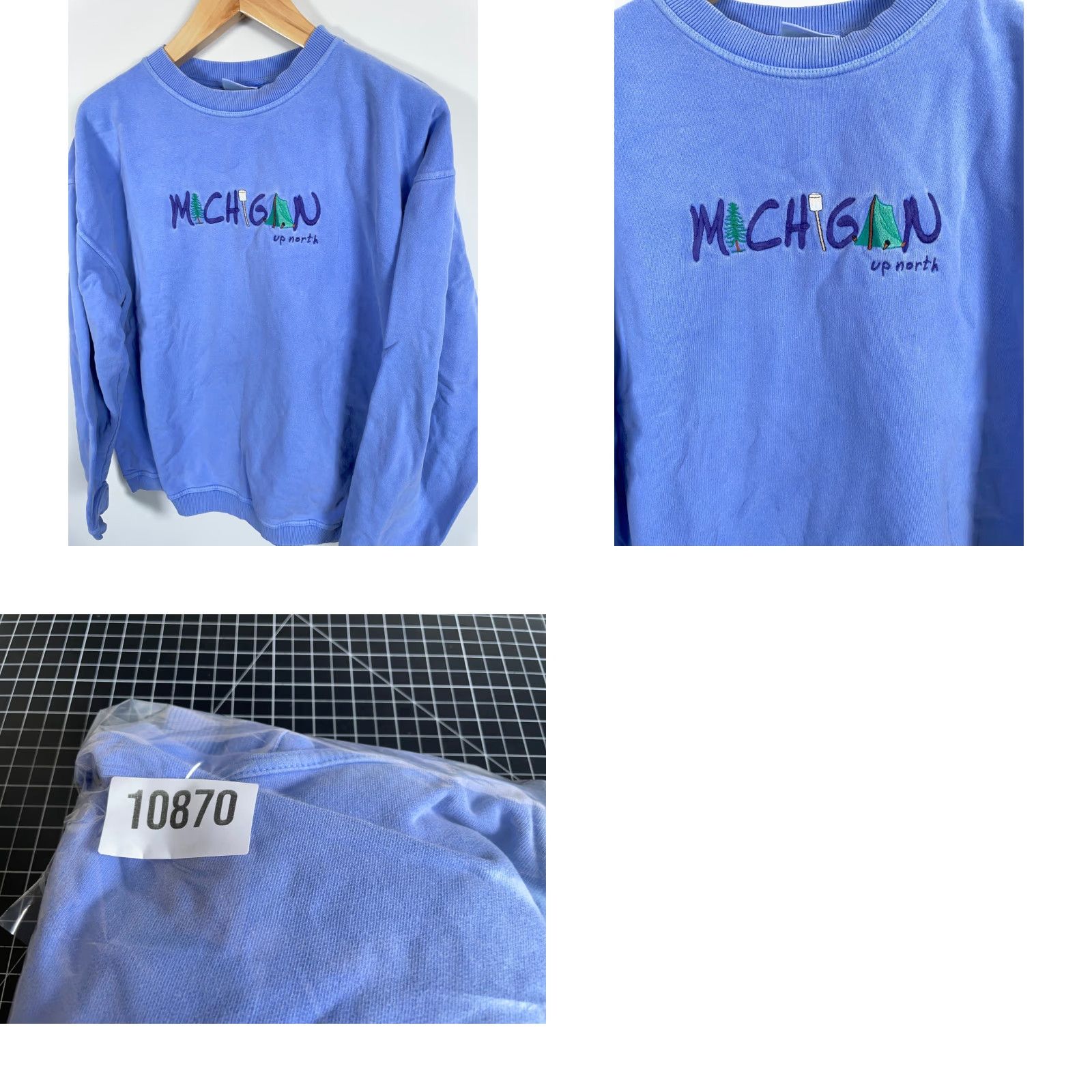 Vintage Genuine Pigment Dyed Michigan Up North Sweatshirt Blue Embroidered Crew Neck Adult XL Pullover Size US XL / EU 56 / 4 - 8 Thumbnail