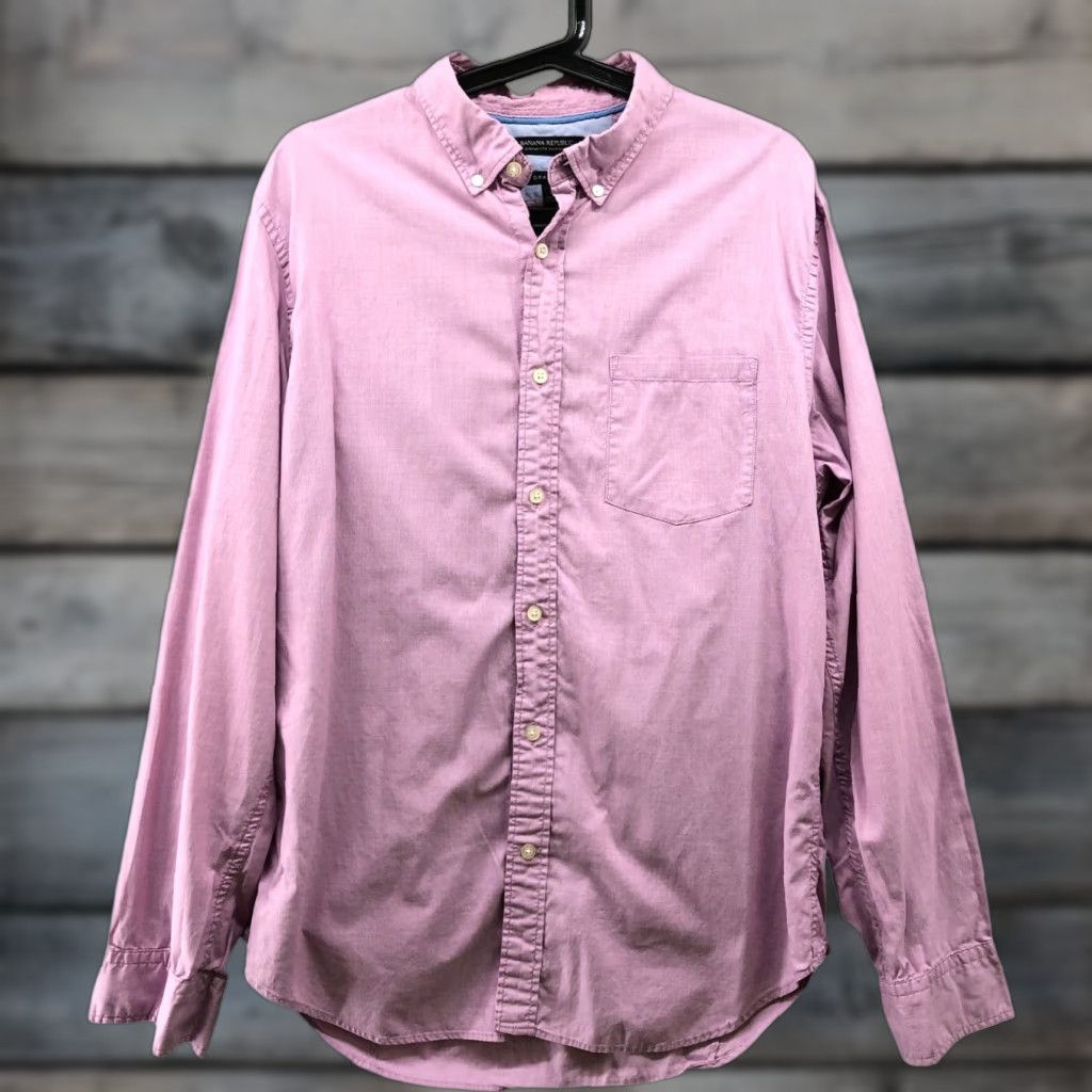Banana Republic Banana Republic Custom Wash Shirt Mens L Grant Fit Long Sleeve Pink Mauve Size US L / EU 52-54 / 3 - 1 Thumbnail