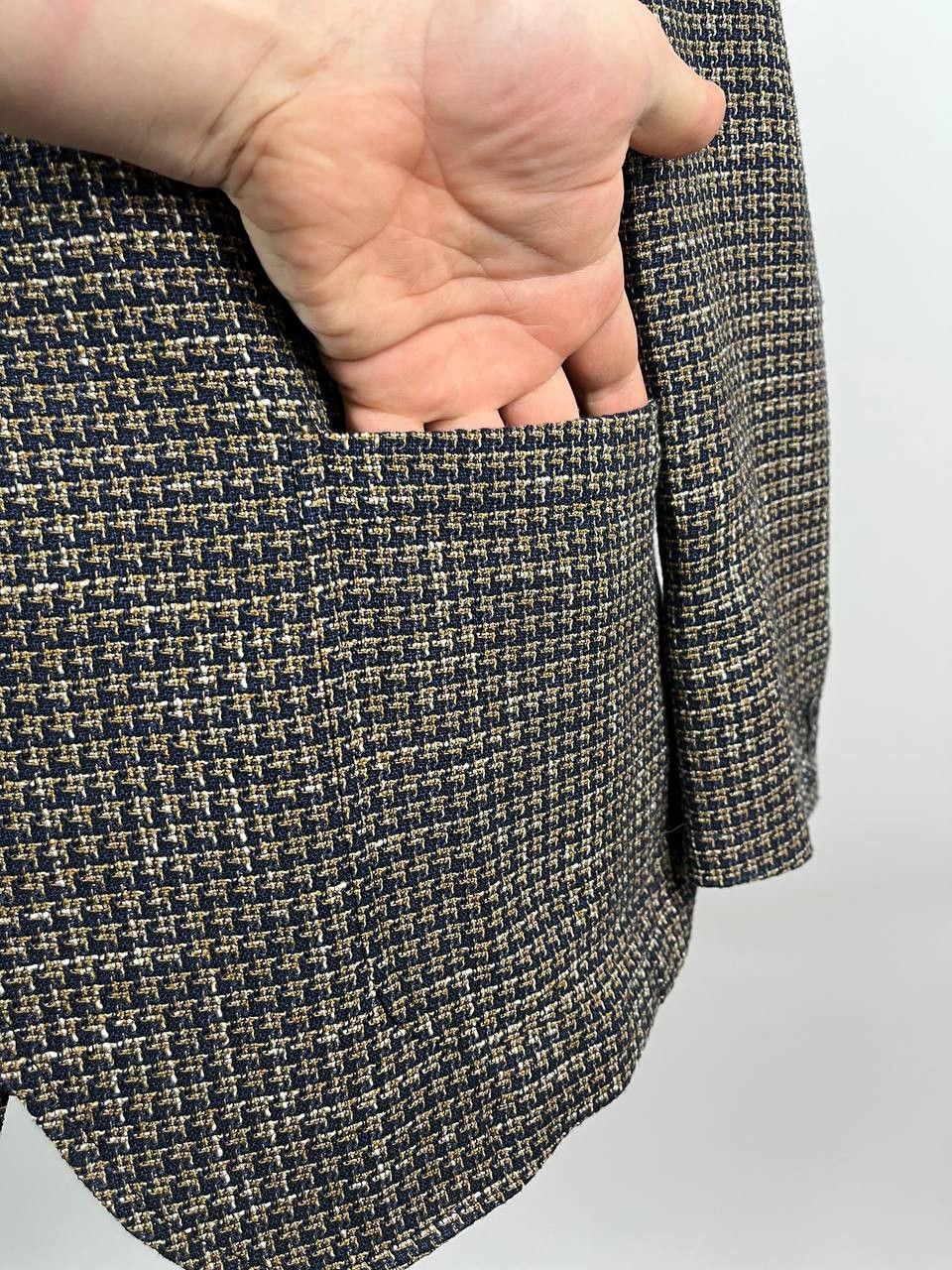 Paoloni Paoloni Italy Men's Cotton Linen Houndstooth Blazer Size 54 Size US XL / EU 56 / 4 - 5 Thumbnail