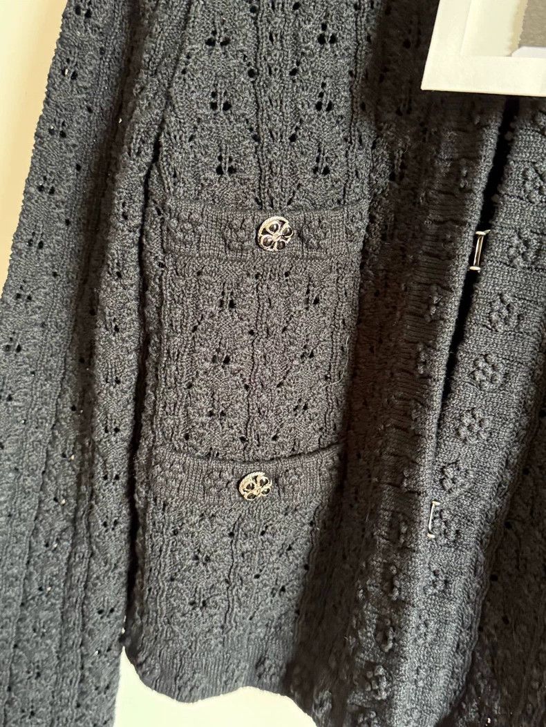 Chanel Chanel 24P new black stereoscopic Embossed flower knitted Size XS / US 0-2 / IT 36-38 - 4 Thumbnail
