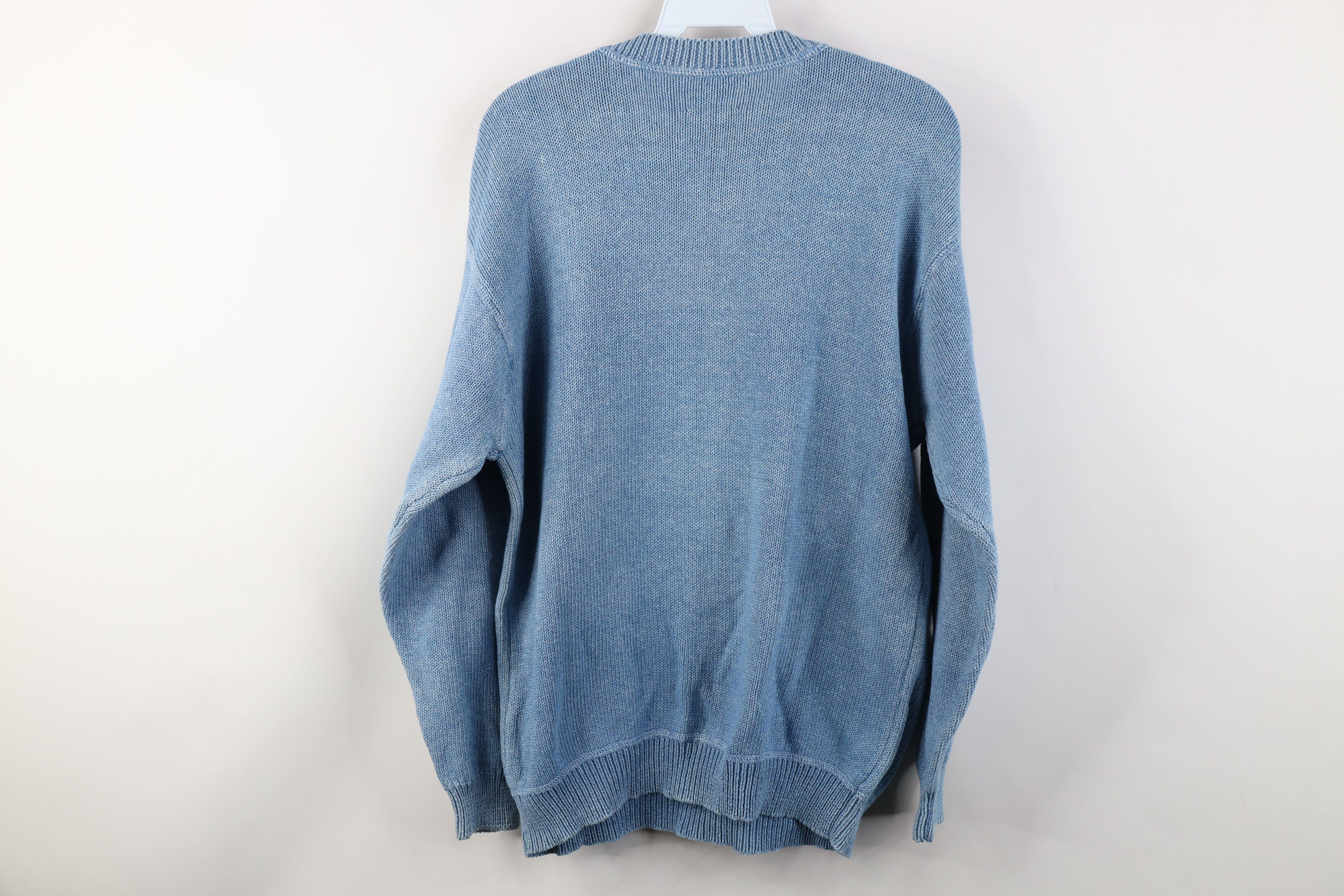 Vintage Vintage 90s Streetwear Stonewash Cotton Knit Sweater Blue Size US S / EU 44-46 / 1 - 9 Thumbnail