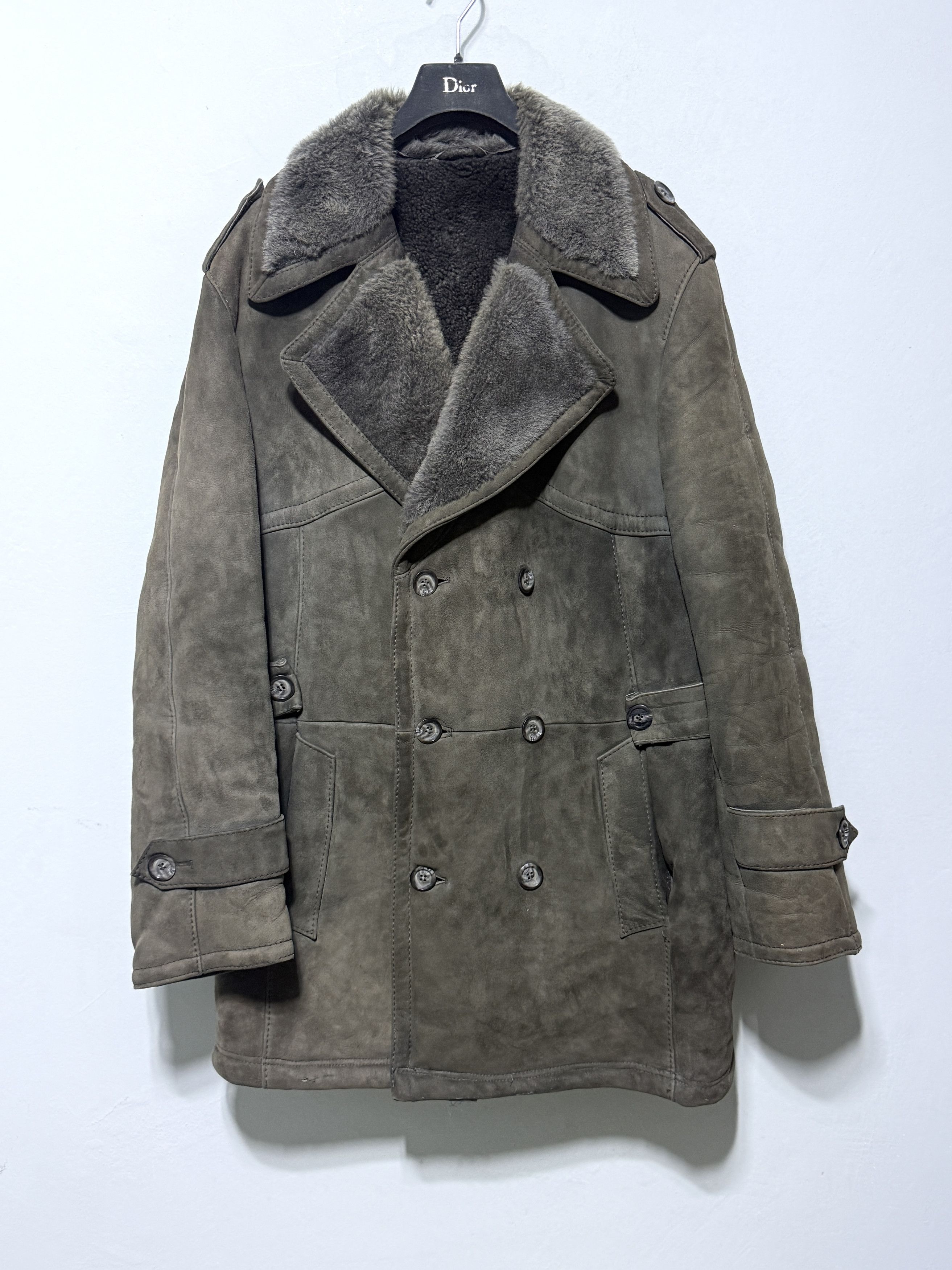 Vintage Armi Military green double breasted shearling coat suede M Size US M / EU 48-50 / 2 - 2 Thumbnail