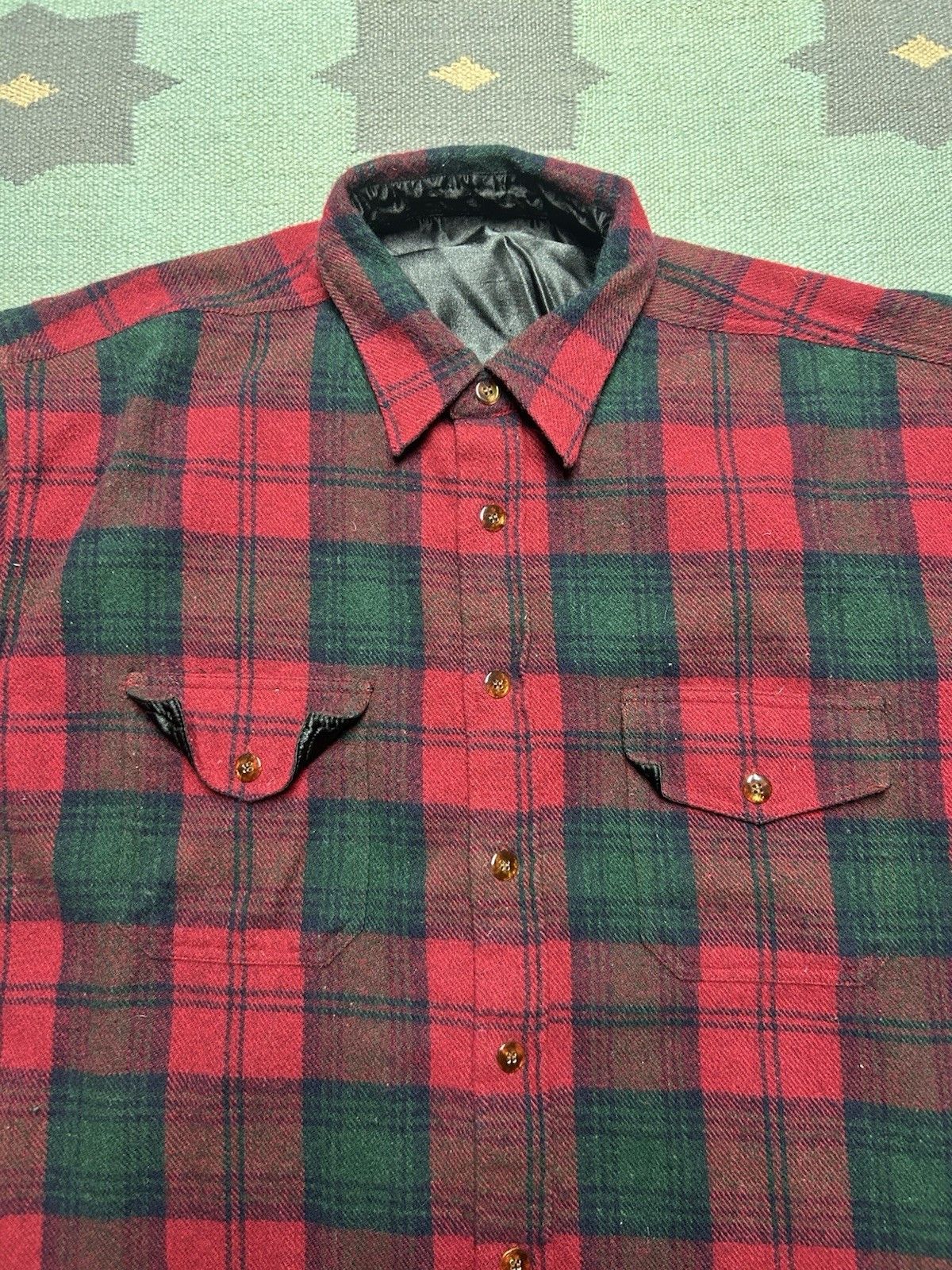 Vintage Vintage button shirt wool blend plaid tartan board shirt XXL Size US XXL / EU 58 / 5 - 3 Thumbnail