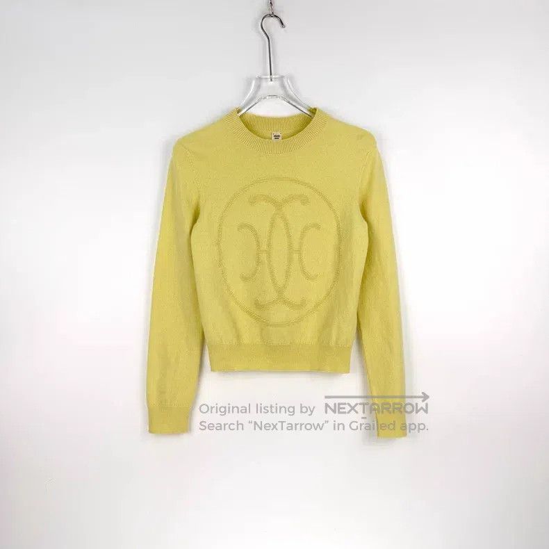 Hermes Hermes Yellow Large Logo Cashmere Sweater Size XS / US 0-2 / IT 36-38 - 3 Thumbnail