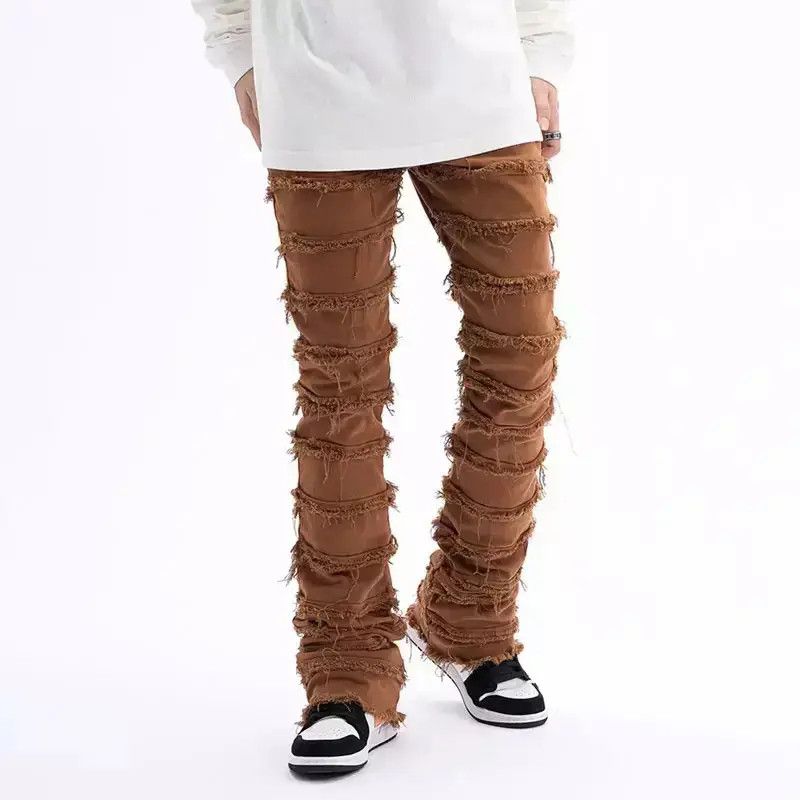 Japanese Brand × Jean Black Striped Tassel Frayed Straight Baggy Jeans Pants Size US 32 / EU 48 - 1 Thumbnail