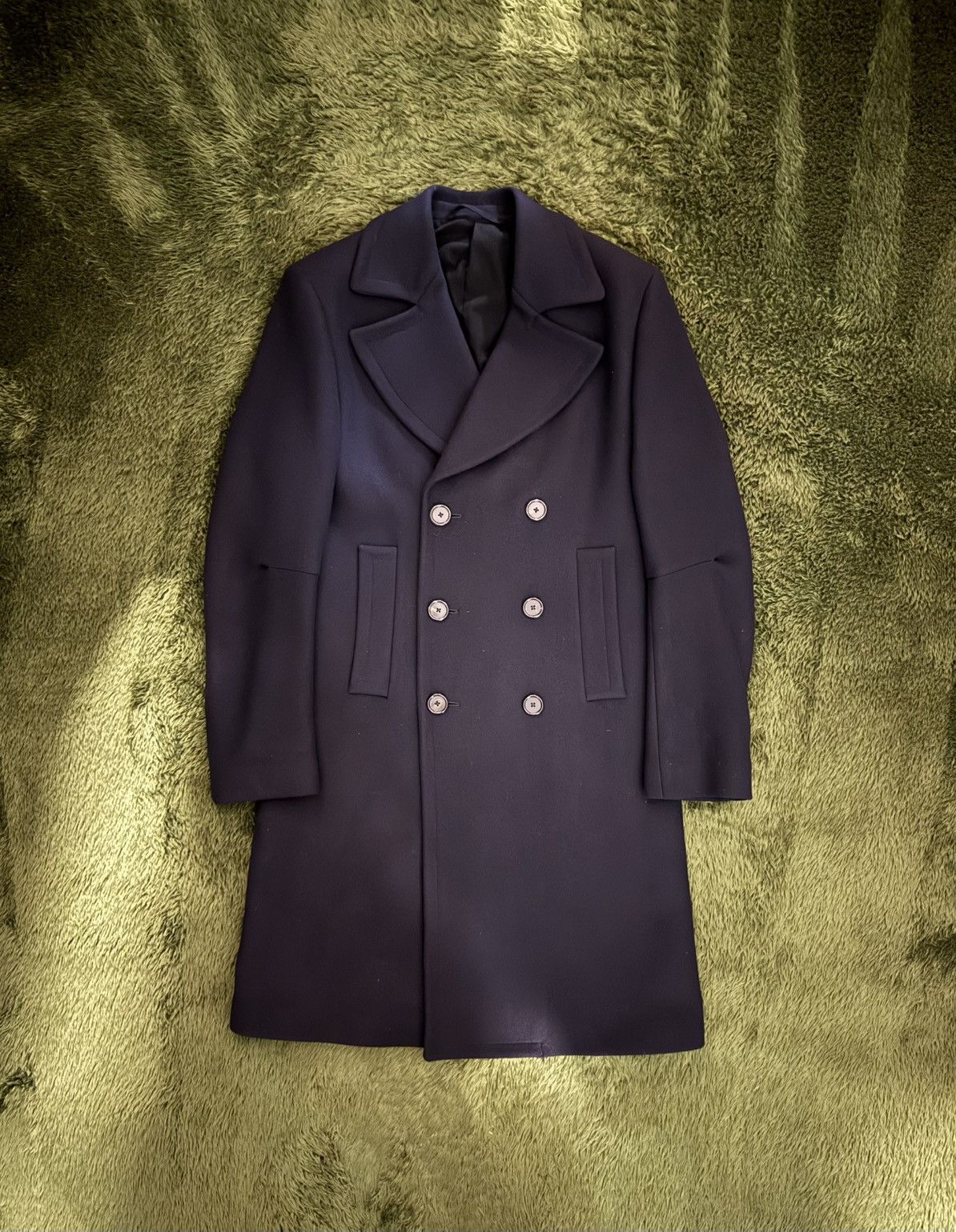 [S] Ann Demeulemeester Double Breasted Pleated Wool Coat