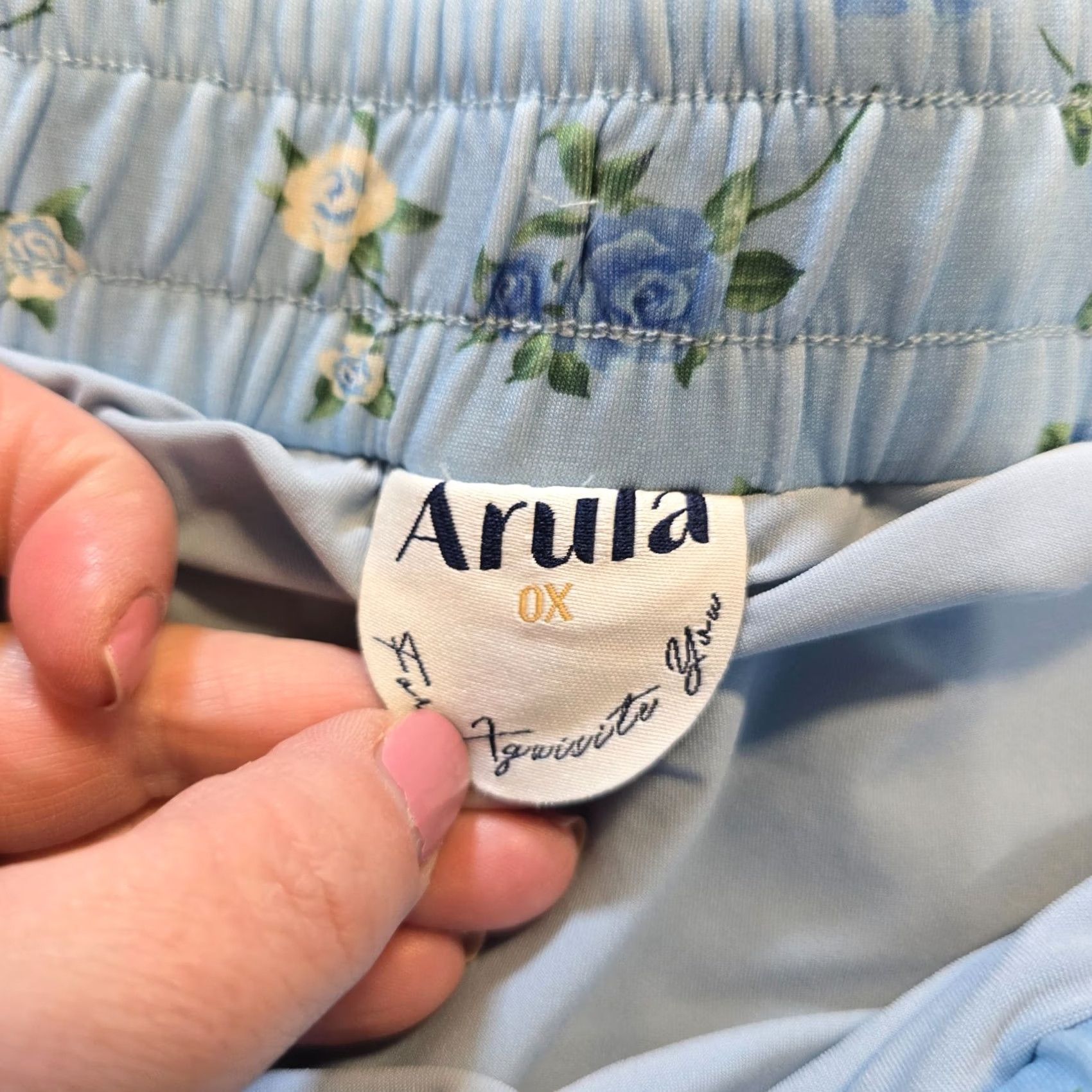 Vintage Arula Skirt Womens 0X Blue Floral Skort Shorts Pull On Stretch Pockets Casual Size 40" / US 18 - 4 Thumbnail