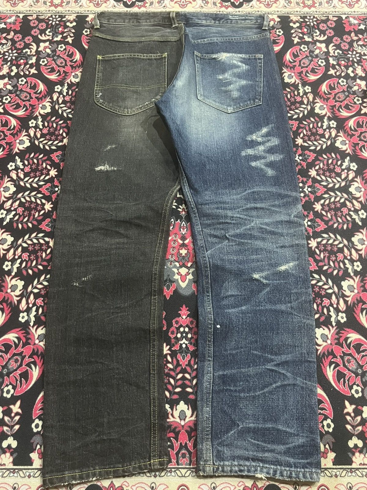 Japanese Brand Maison Conception Libre Two Toned Distressed Whisker Jeans Size US 32 / EU 48 - 2 Thumbnail