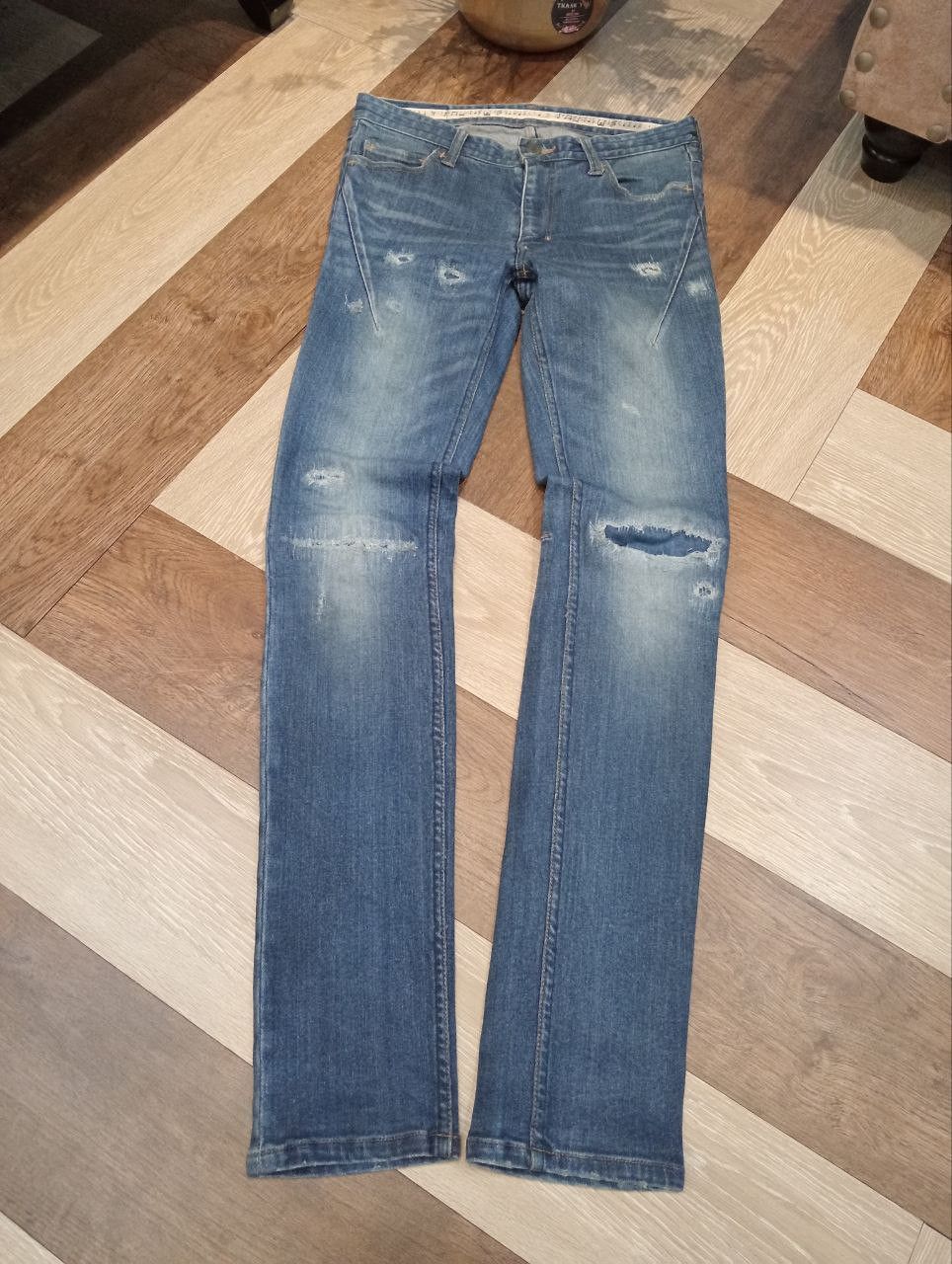 Number (N)ine NUMBER NINE X STUDIOUS BLUE DISTRESSED SKINNY STRETCH JEANS Size US 29 - 3 Thumbnail