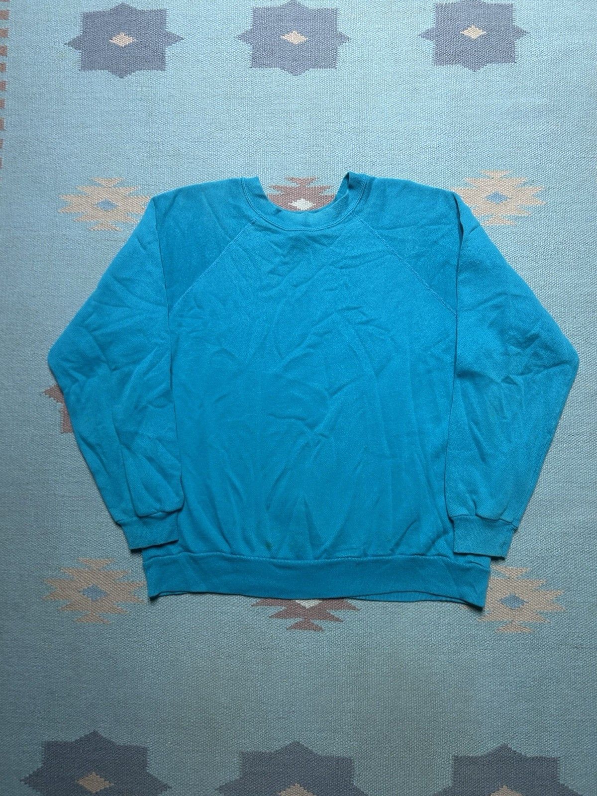 Vintage Vtg 80 crewneck sweatshirt tultex blank teal turquoise large Size US L / EU 52-54 / 3 - 1 Thumbnail