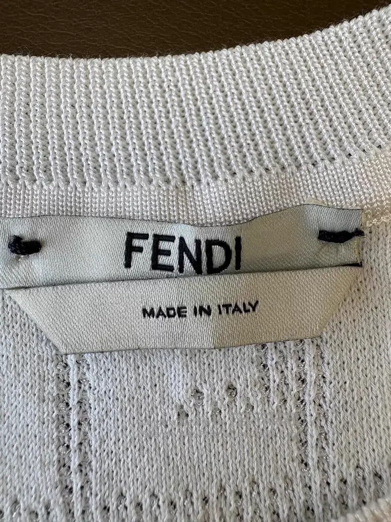 Fendi Fendi White Double F Logo Round Neck Knit T-Shirt Size XS / US 0-2 / IT 36-38 - 6 Thumbnail