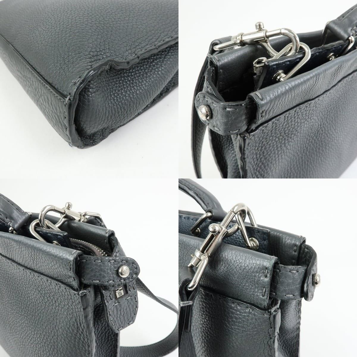 Fendi Fendi Selleria Peekaboo Calfskin Top Handle Bag Gray Size ONE SIZE - 6 Thumbnail