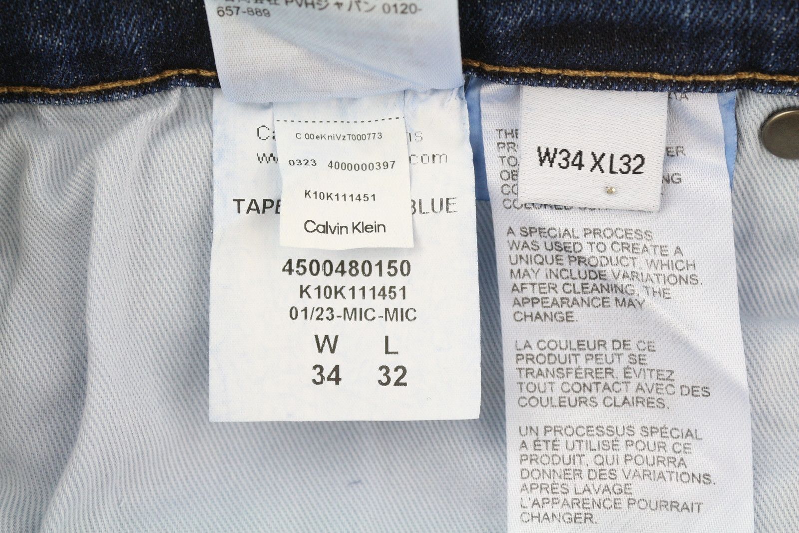 Calvin Klein W34/L32 Dark Blue Tapered Fit Zip Fly Logo Denim 85168 Size US 34 / EU 50 - 10 Thumbnail