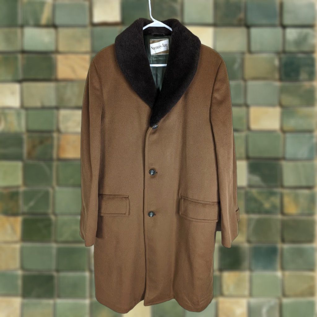 Vintage VINTAGE Northern Aire Overcoat Coat Wool Tweed Lined Glenoit 42 M Brown Mens Coat Size US XS / EU 42 / 0 - 1 Thumbnail