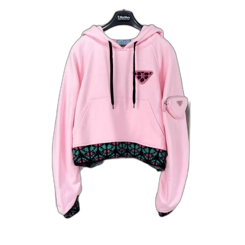 Prada Prada Pink Hoodie with Knit Detail-yf Size US S / EU 44-46 / 1 - 1 Thumbnail