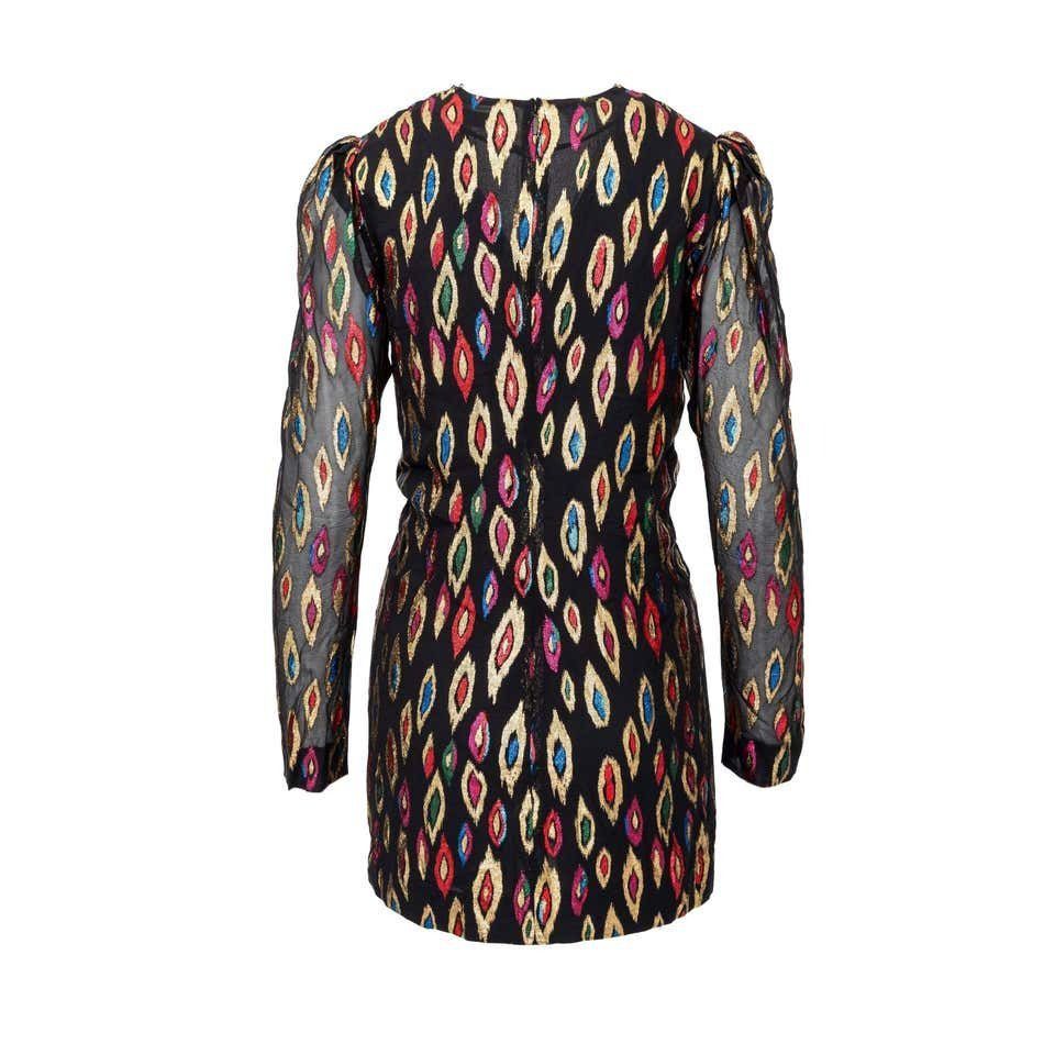 Saint Laurent Paris 2017 Peacock Pattern Silk Lurex Short Dress Size XS / US 0-2 / IT 36-38 - 3 Thumbnail