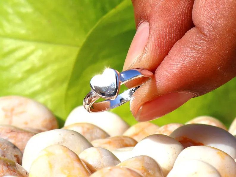 Handmade Handmade Heart Ring, 925 Silver Promise Ring, Women Jewelry Size ONE SIZE - 1 Thumbnail