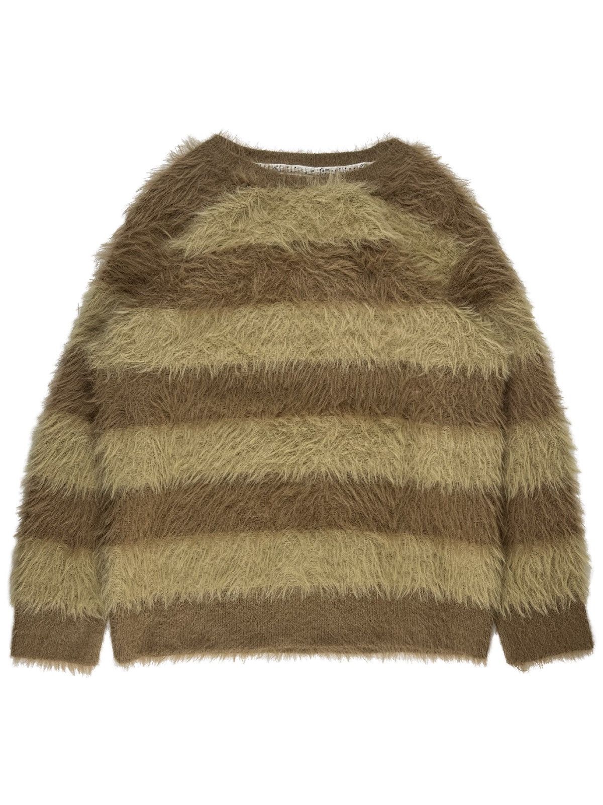 image of Number N Ine Number (N)Ine Mohair Furry Striped Sweater Brown, Men's (Size Small)
