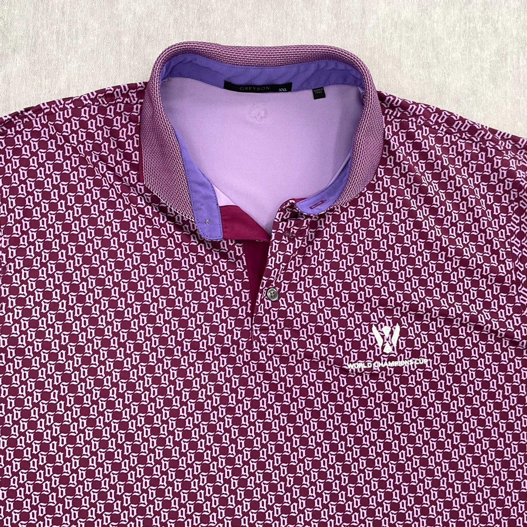 Vintage Greyson Polo Shirt Adult 2XL Purple All Over Print The Concession Golf Mens XXL Geometric Wolf Pattern Driver 90s? Size US XXL / EU 58 / 5 - 3 Thumbnail
