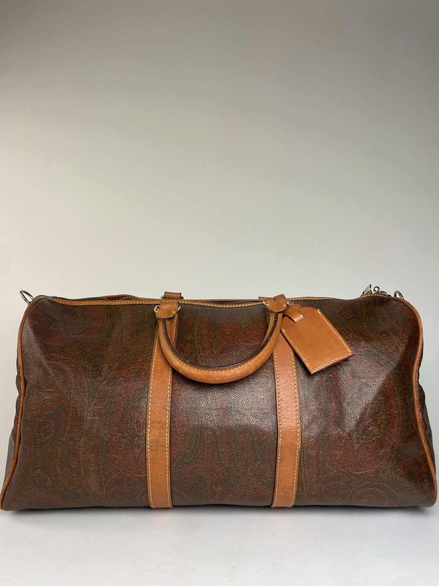 Etro Vintage Paisley Monogram Leather Duffel Bag Orange brown Size ONE SIZE - 1 Thumbnail