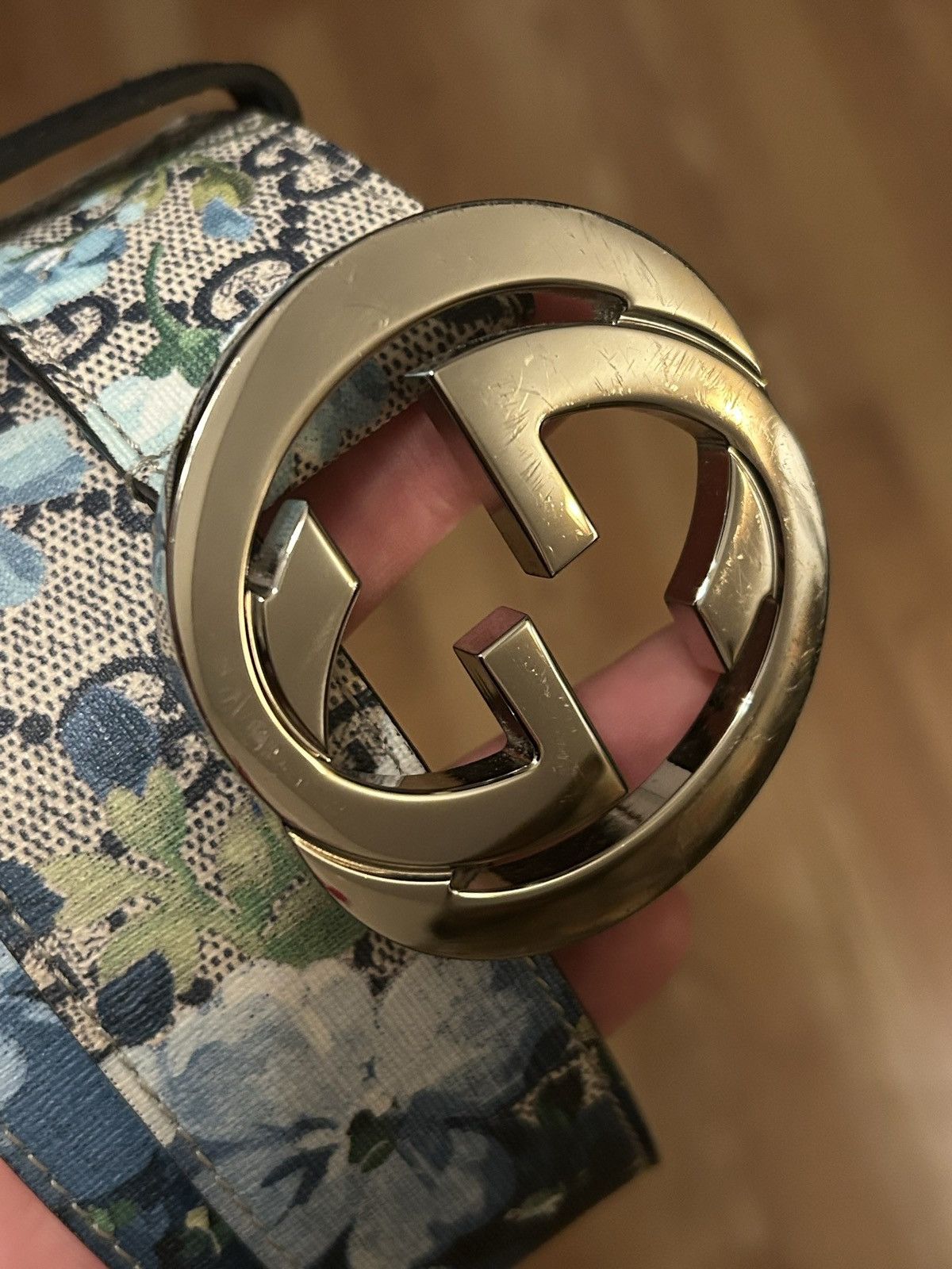 Gucci Floral Blue Gucci Monogram Belt Size 32 - 4 Thumbnail