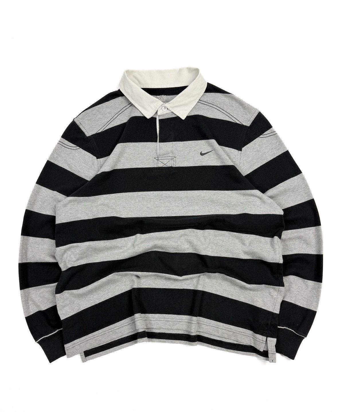 Nike Nike Vintage Y2K Rugby Striped Long Sleeve Polo Shirt Size US XL / EU 56 / 4 - 1 Thumbnail