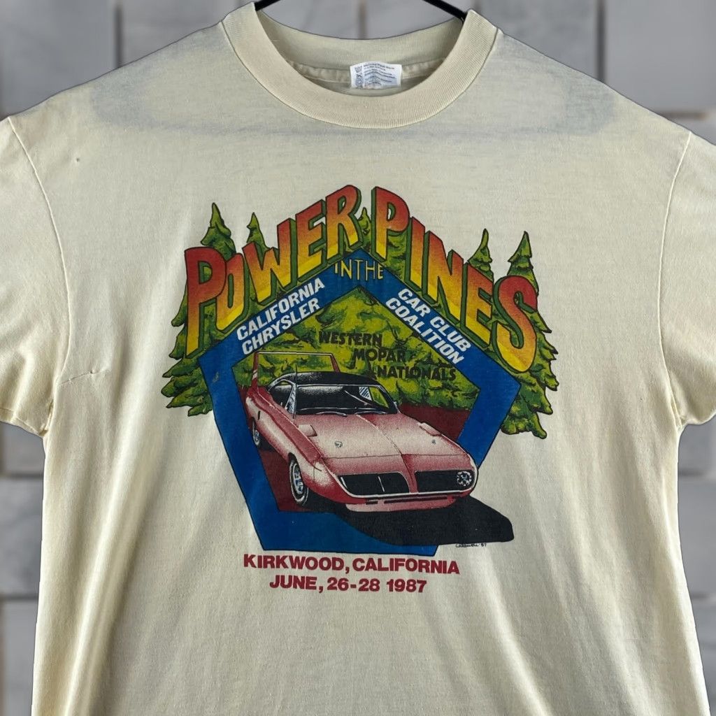 Hanes VINTAGE Hanes Shirt Mens XL Beige 1987 Plymouth Road Runner Superbird Mopar Cars Hot Rods Mens Size US XL / EU 56 / 4 - 1 Thumbnail