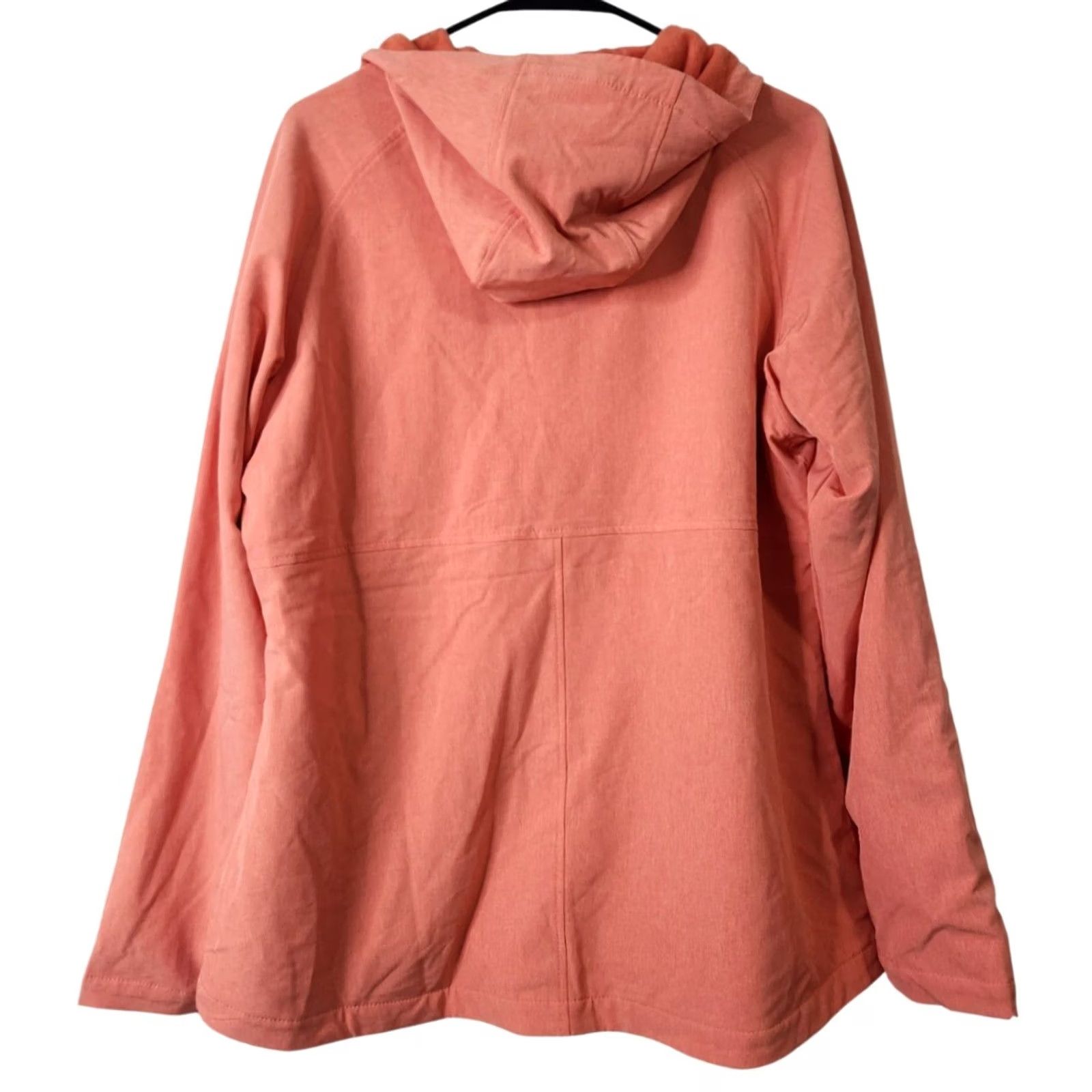 Vintage Kirkland Womens Jacket - Softshell Hooded Full Zip - L - Orange Coral - 93% Polyester 7% Elastane - Regular - Womens - Solid Pattern Size L / US 10 / IT 46 - 2 Thumbnail