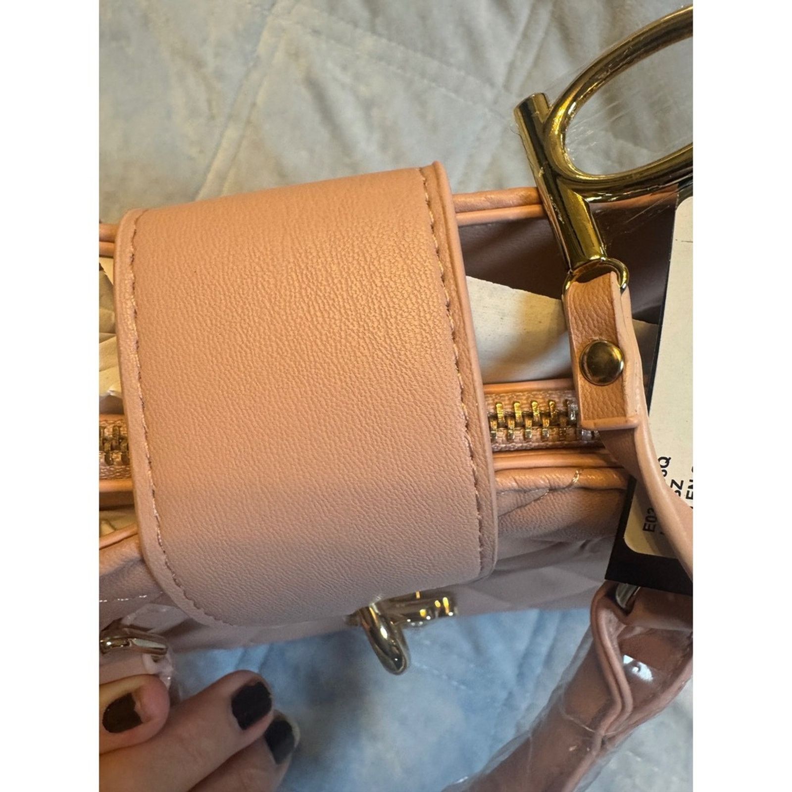 Bebe Bebe Quilted Satchel Top Handle Bag Gold Accents Pink Purse Size ONE SIZE - 8 Thumbnail