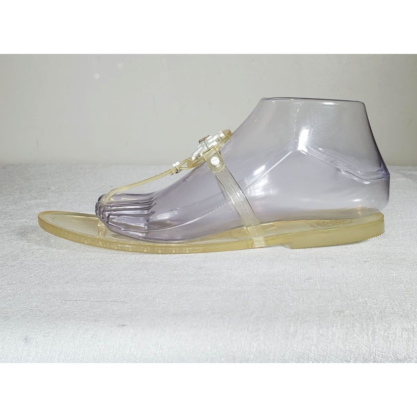 Tory Burch Tory Burch Mini Miller Flat Jelly Thong Sandal Clear Yellow Medallion Women US 8 Size US 8 / IT 38 - 6 Thumbnail