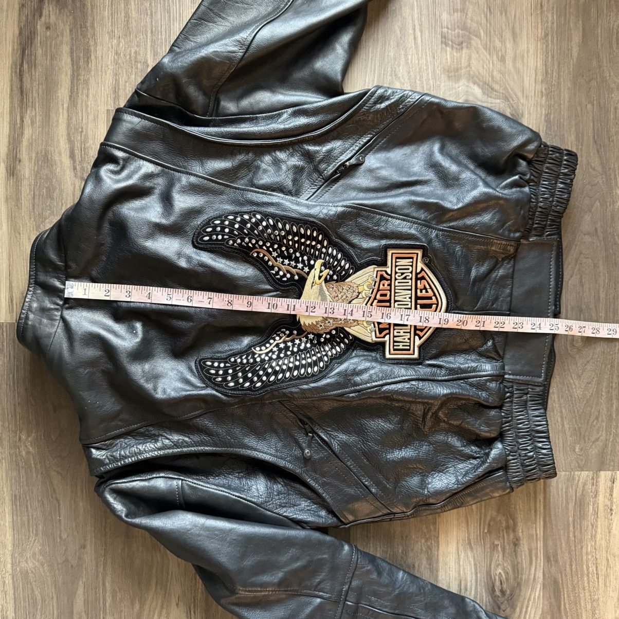 Genuine Leather Interstate Leather Jacket Harley Davidson Eagle Patch Sz M Size US M / EU 48-50 / 2 - 13 Thumbnail