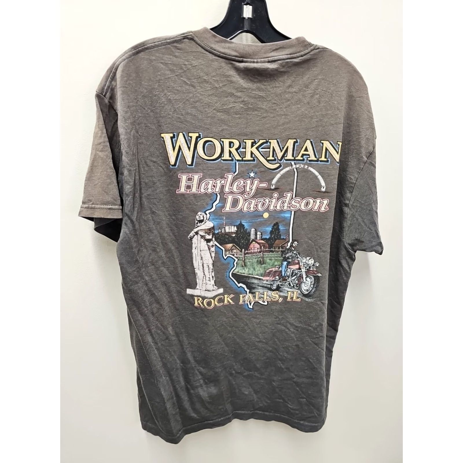 Harley Davidson VINTAGE Harley-Davidson Shirt Mens L Gray Graphic Print 90s Biker Grunge Rock T-Shirt Size US L / EU 52-54 / 3 - 6 Thumbnail