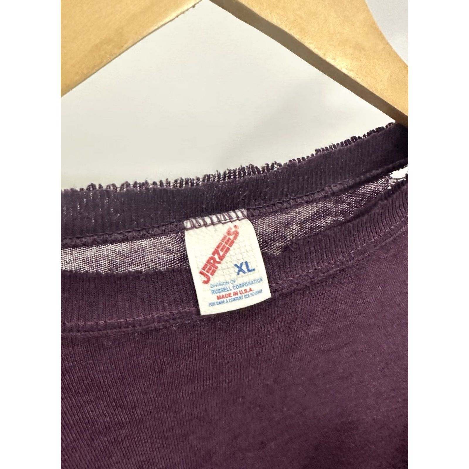 Jerzees VTG 80s Purple Jerzees Sweatshirt XL Distressed Worn Thrashed Burnout Boxy Pullover Men Size US XL / EU 56 / 4 - 3 Thumbnail