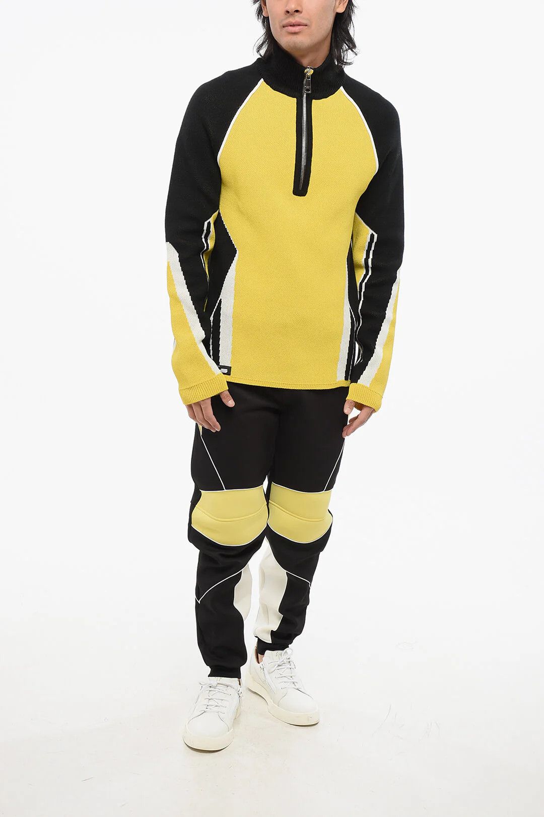 Balmain og1mm0326 Wool-Blend Color-Block Sweater in Yellow Size US S / EU 44-46 / 1 - 4 Thumbnail