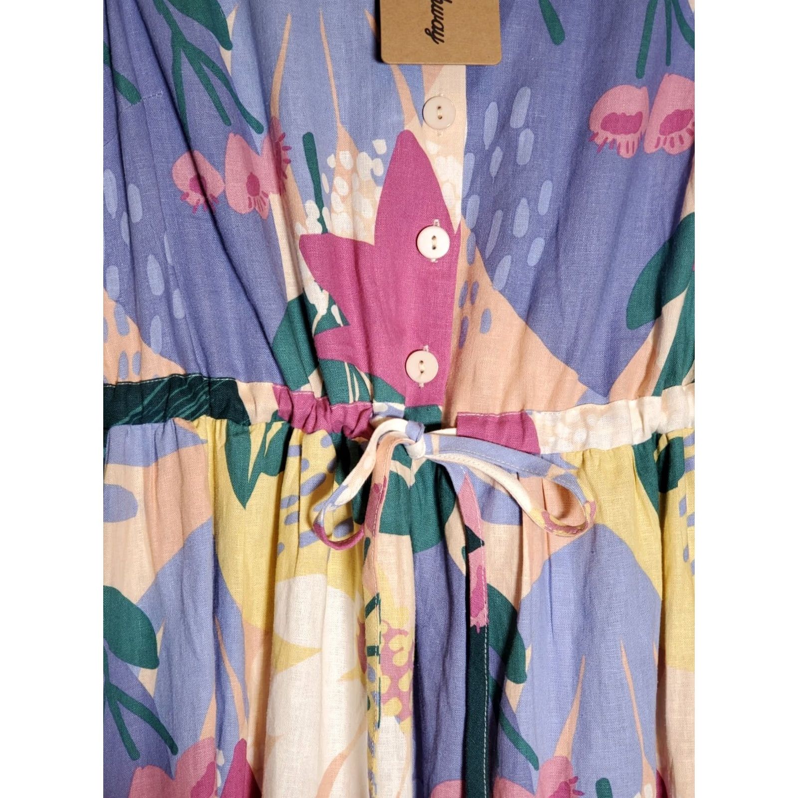 Vintage Princess Highway Floral Linen Blend Dress PGFQ384 Women's Size 12 NWT Size XL / US 12-14 / IT 48-50 - 3 Thumbnail