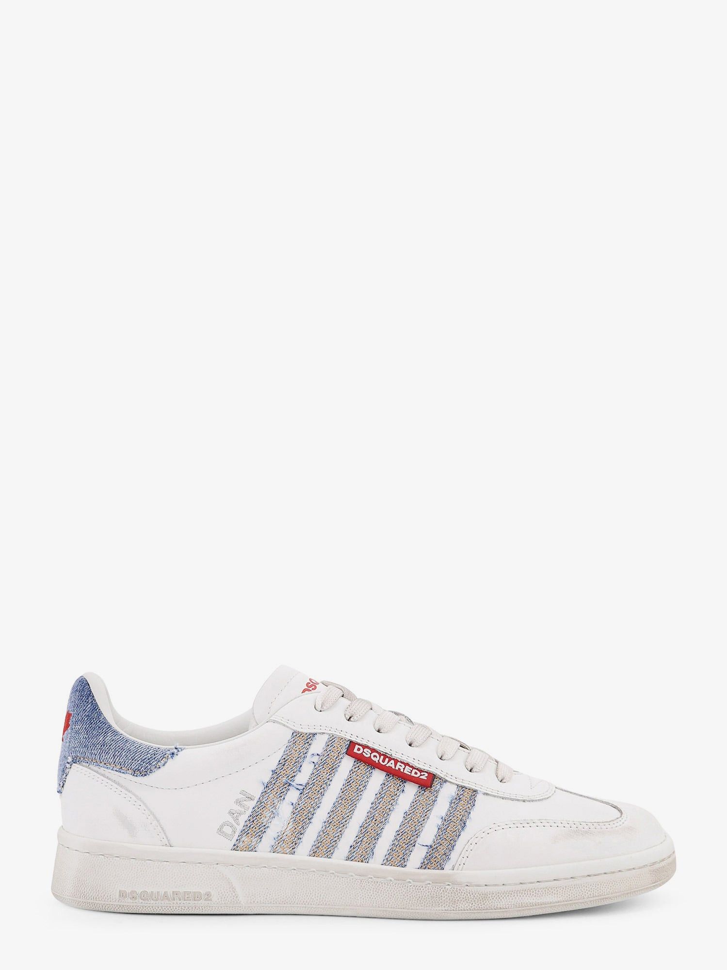 スニーカー Dsquared2 Low-Top Leather Sneakers With Denim Profiles Dsquared2 Low-Top Leather Sneakers With Denim Profiles | Grailed