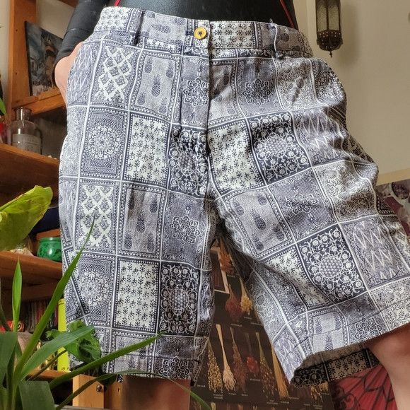 Robert Graham Robert Graham Blue hite Pineapple Patchwork Shorts - Size 36 Size US 36 / EU 52 - 3 Thumbnail