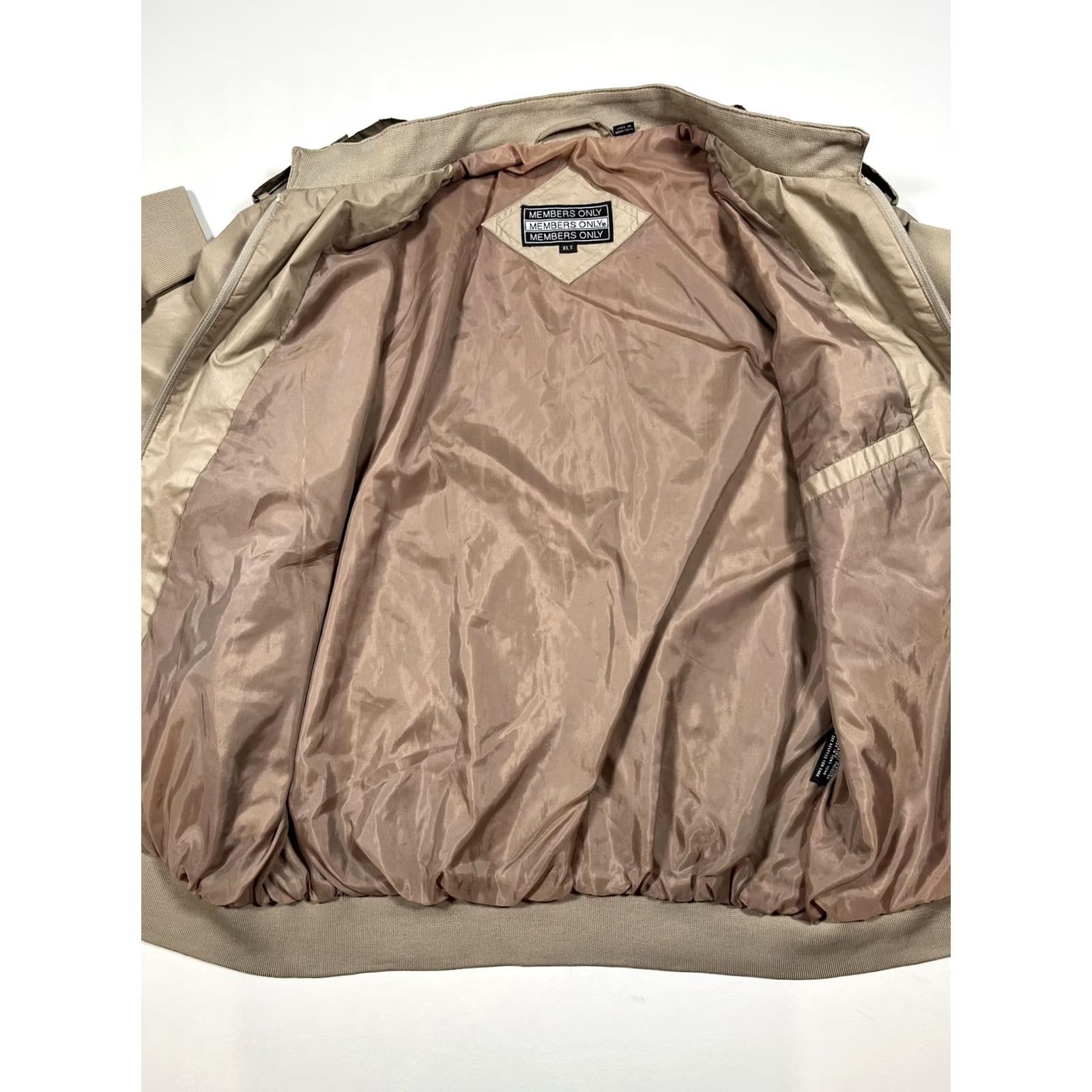 Members Only VINTAGE Members Only Jacket Mens XLT Tan Beige Bomber Zip Front Knit Cuffs Epaulets 65% Polyester 35% Cotton Hong Kong Size US XL / EU 56 / 4 - 7 Thumbnail