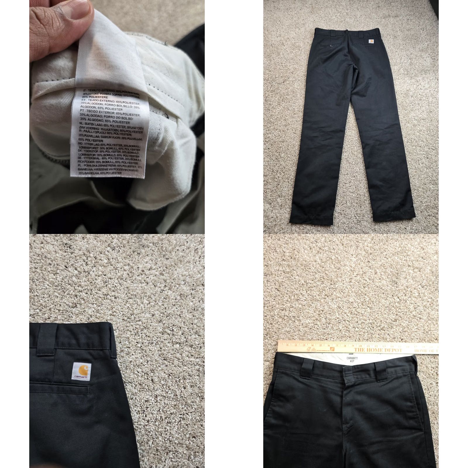 Carhartt VINTAGE Carhartt WIP Master Pants 30X32 Mens Black Straight Leg Twill Work In Progress Nightlog? Size US 30 / EU 46 - 8 Thumbnail