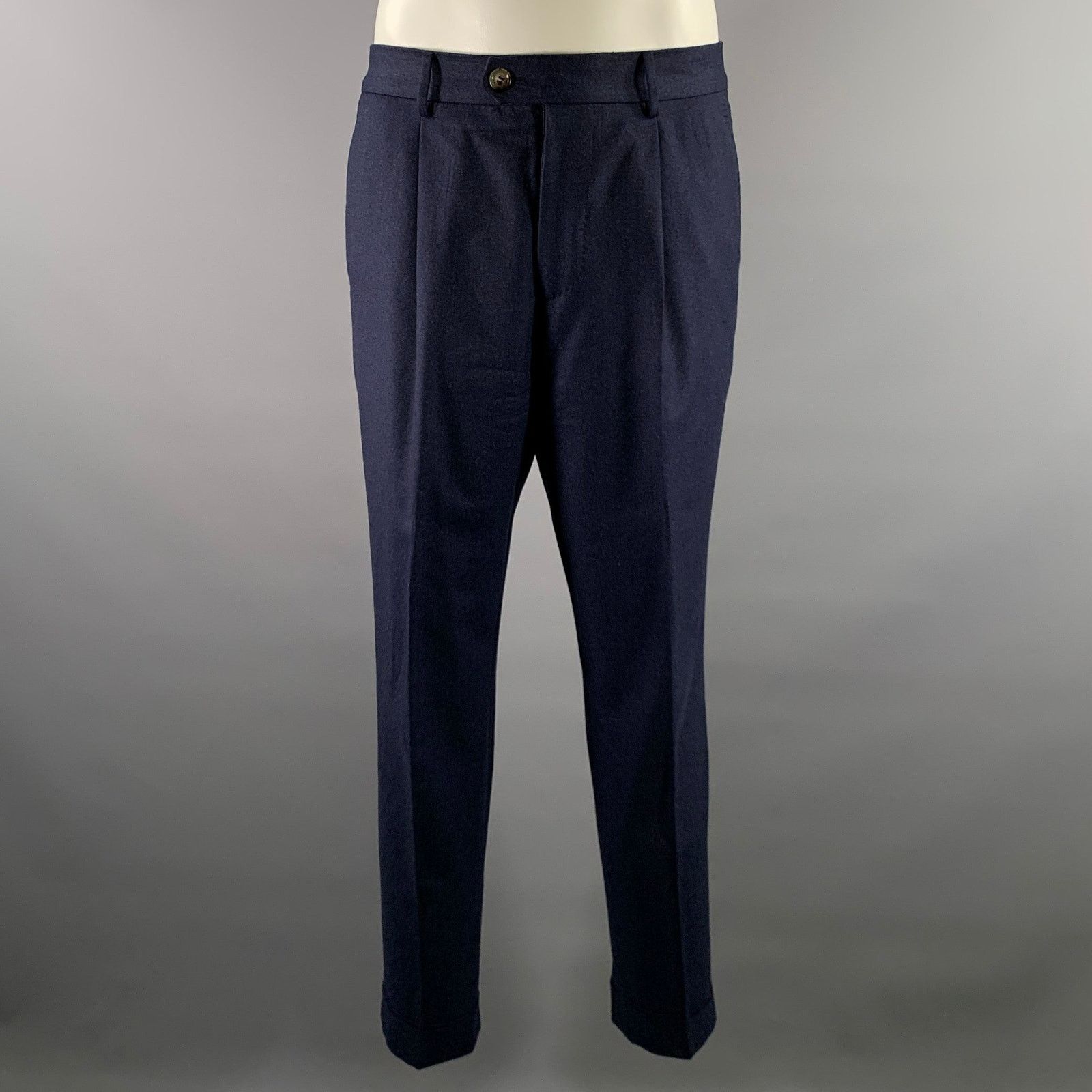 Brunello Cucinelli BRUNELLO CUCINELLI Size 40 Navy Wool Notch Lapel Suit Size 40R - 4 Thumbnail