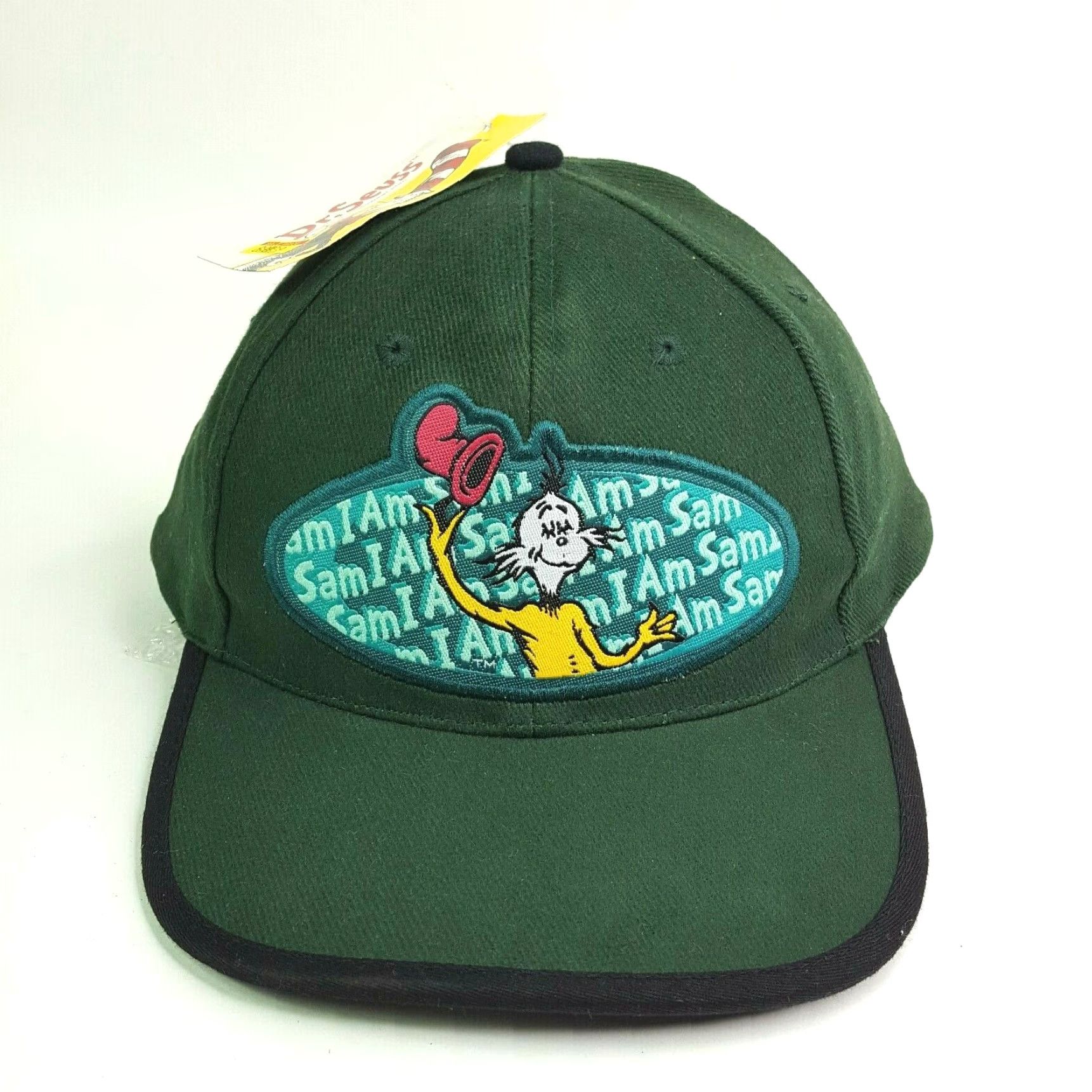 Vintage VTG Dr Seuss Green Eggs & Ham Snapback Hat Baseball Cap Sam I Am Book Green Twill Adjustable Men Hat Size ONE SIZE - 2 Thumbnail